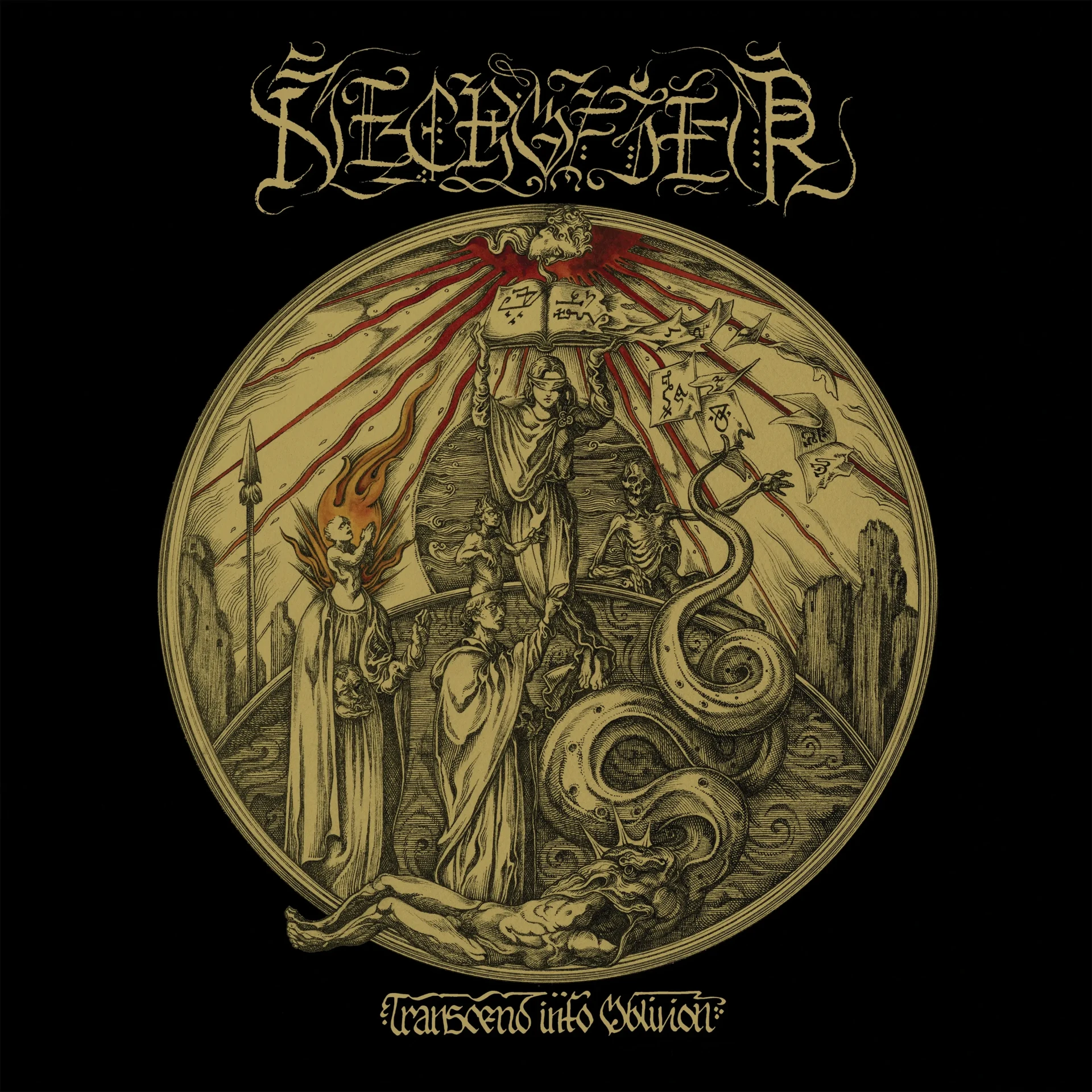 NECROFIER · Transcend Into Oblivion | GOLD/BLACK SPLATTER 2LP (Black Metal/Death Metal Vinyl) · Picture 1