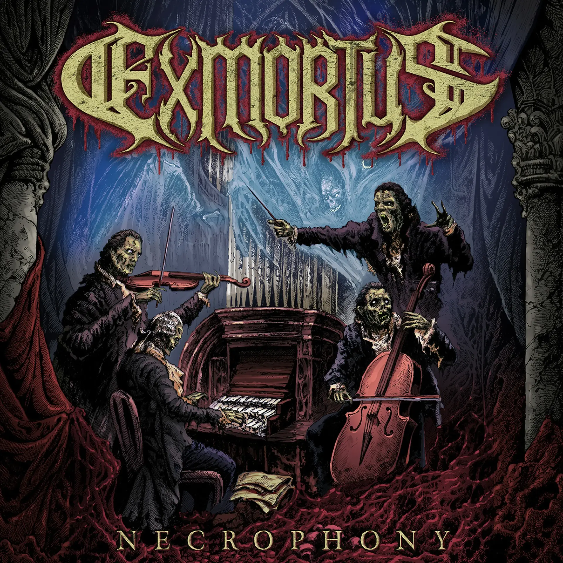 EXMORTUS · Necrophony | RED/BLACK MARBLED DLP (Thrash Metal Vinyl) · Picture 1