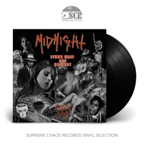 MIDNIGHT · Steel, Rust And Disgust | BLACK LP (Black Metal/Thrash Metal Vinyl)