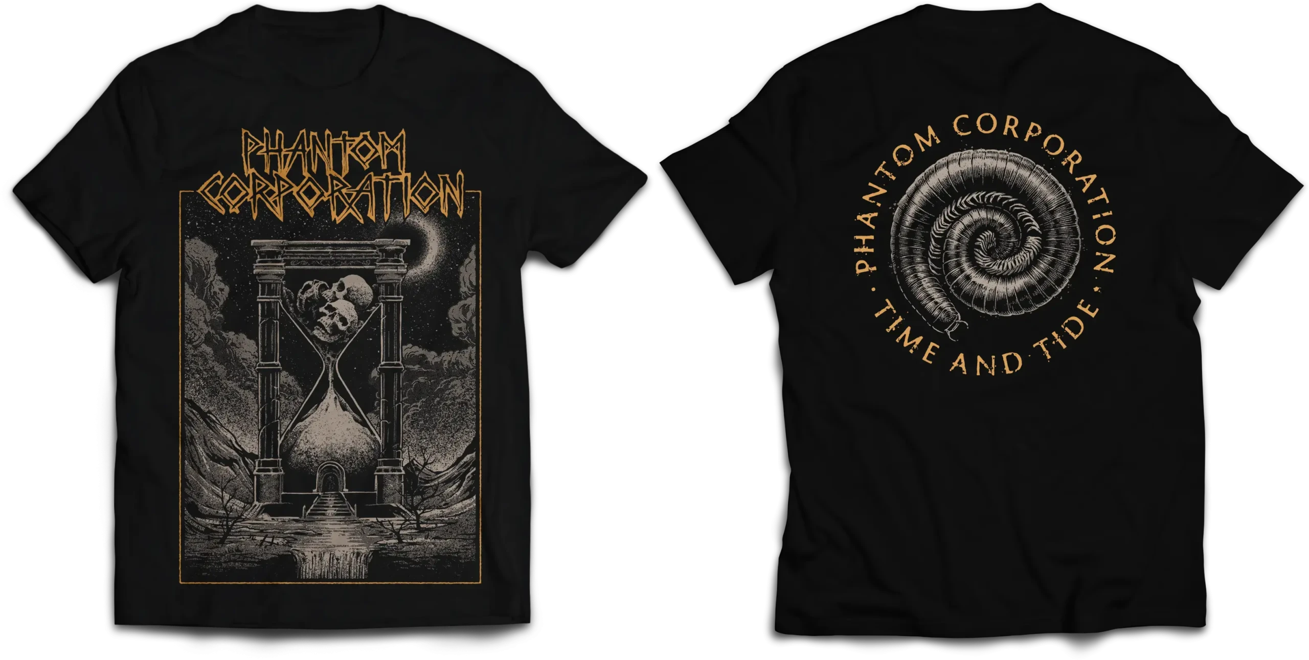 PHANTOM CORPORATION - Time And Tide Cover · T-SHIRT (Thrash Metal/D-Beat/Death Metal Clothes)