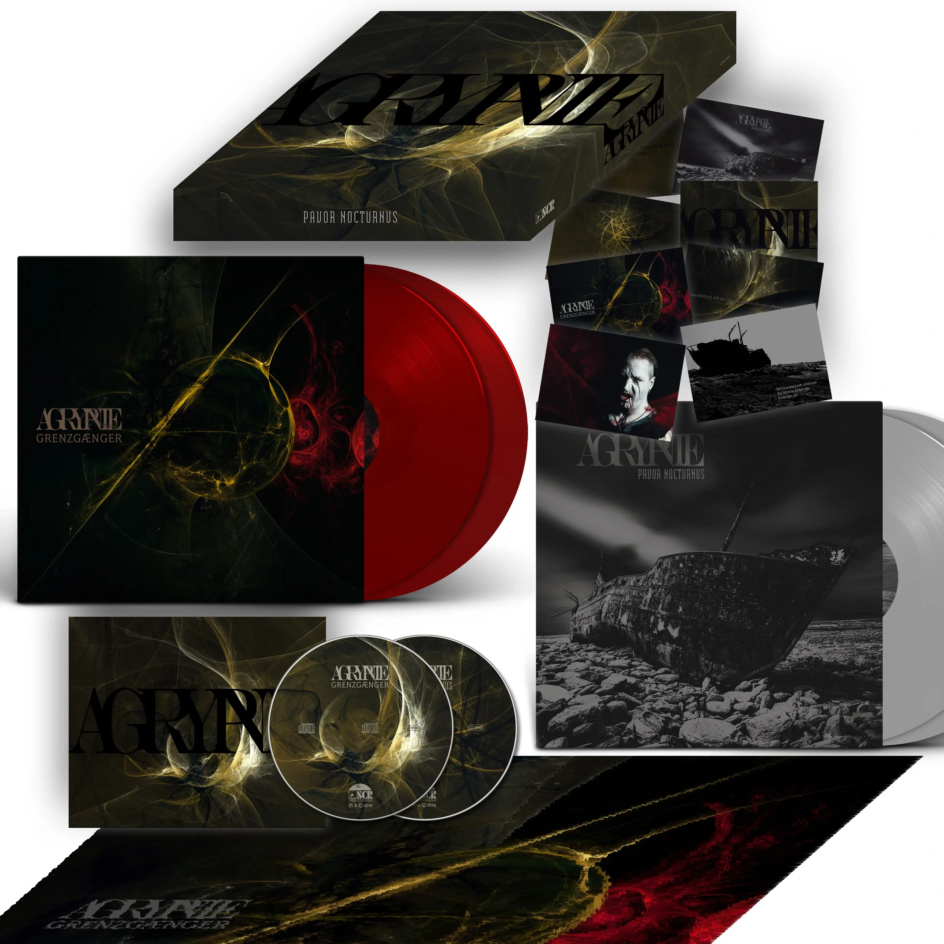 AGRYPNIE · Grenzgaenger (B-Stock) | DELUXE RED/GREY 4LP BOX SET (Black Metal Vinyl)