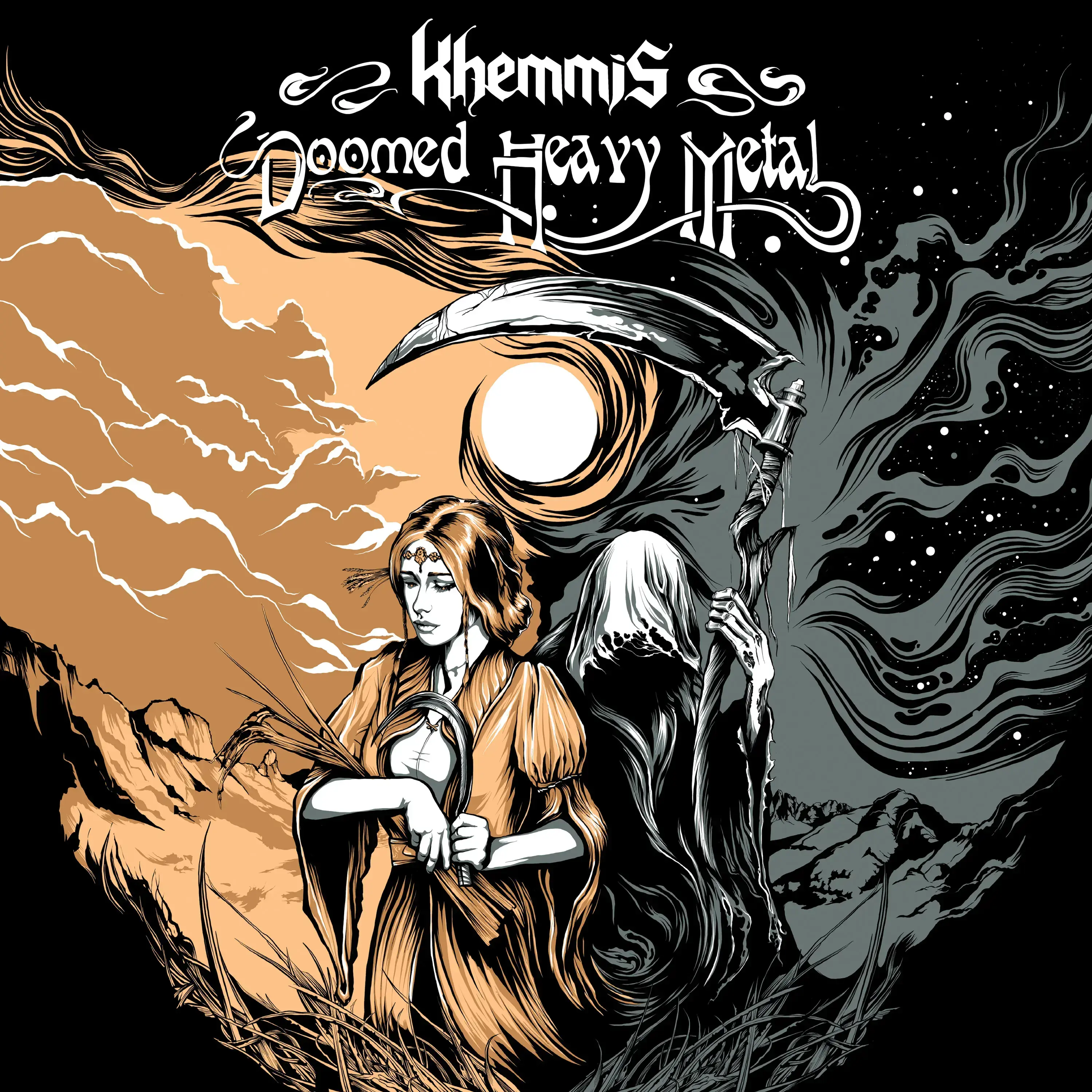 KHEMMIS · Doomed Heavy Metal | CLEAR/BLACK SPLATTER LP (Doom Metal Vinyl) · Picture 1