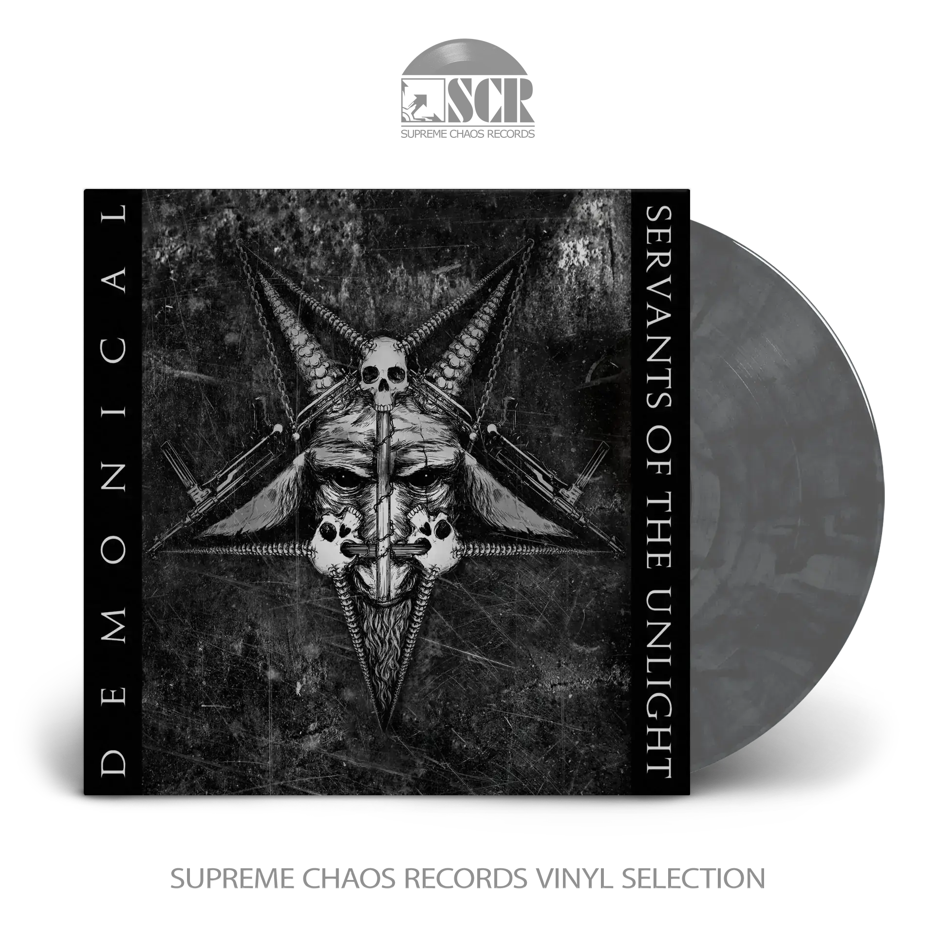 DEMONICAL - Servants Of The Unlight · WHITE/GREY/BLACK MARBLED LP (Death Metal Vinyl)