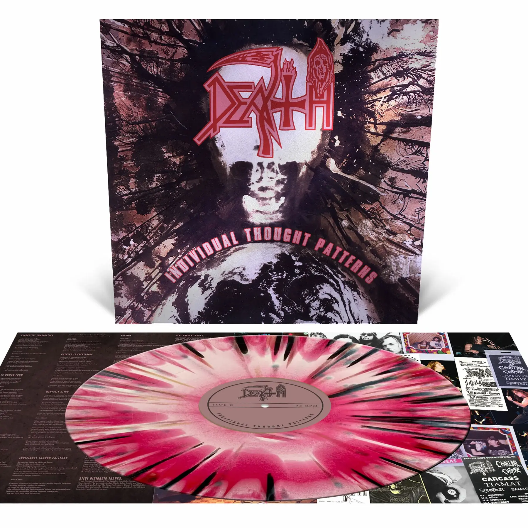 DEATH · Individual Thought Patterns (Re-Issue) | PINK/WHITE/RED MERGE SPLATTER LP (Death Metal Vinyl)