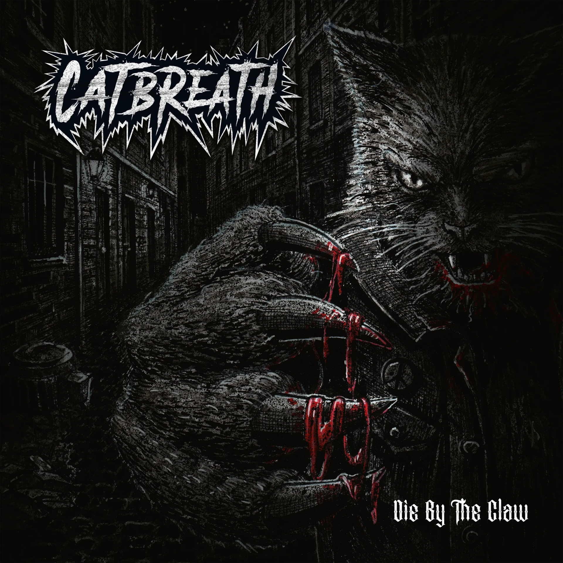 PHANTOM CORPORATION / CATBREATH · Commando / Die By The Claw | ORANGE/BLACK/RED SPLATTER LP (Thrash Metal/Death Metal Vinyl) · Picture 2