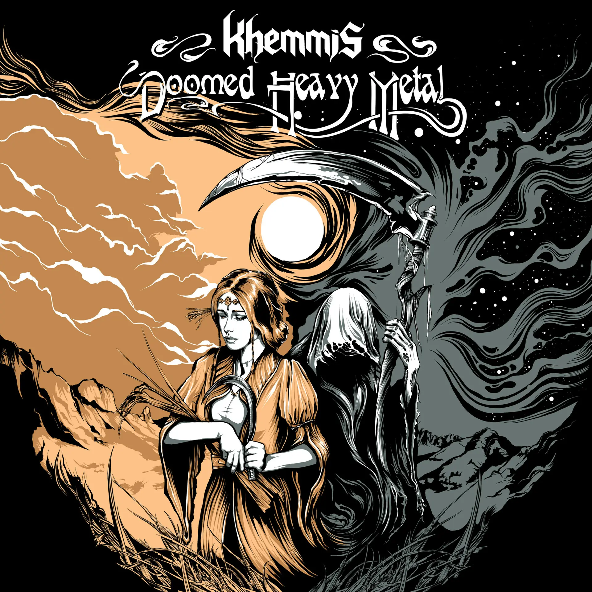 KHEMMIS - Doomed Heavy Metal · CLEAR/BLACK SPLATTER LP 1