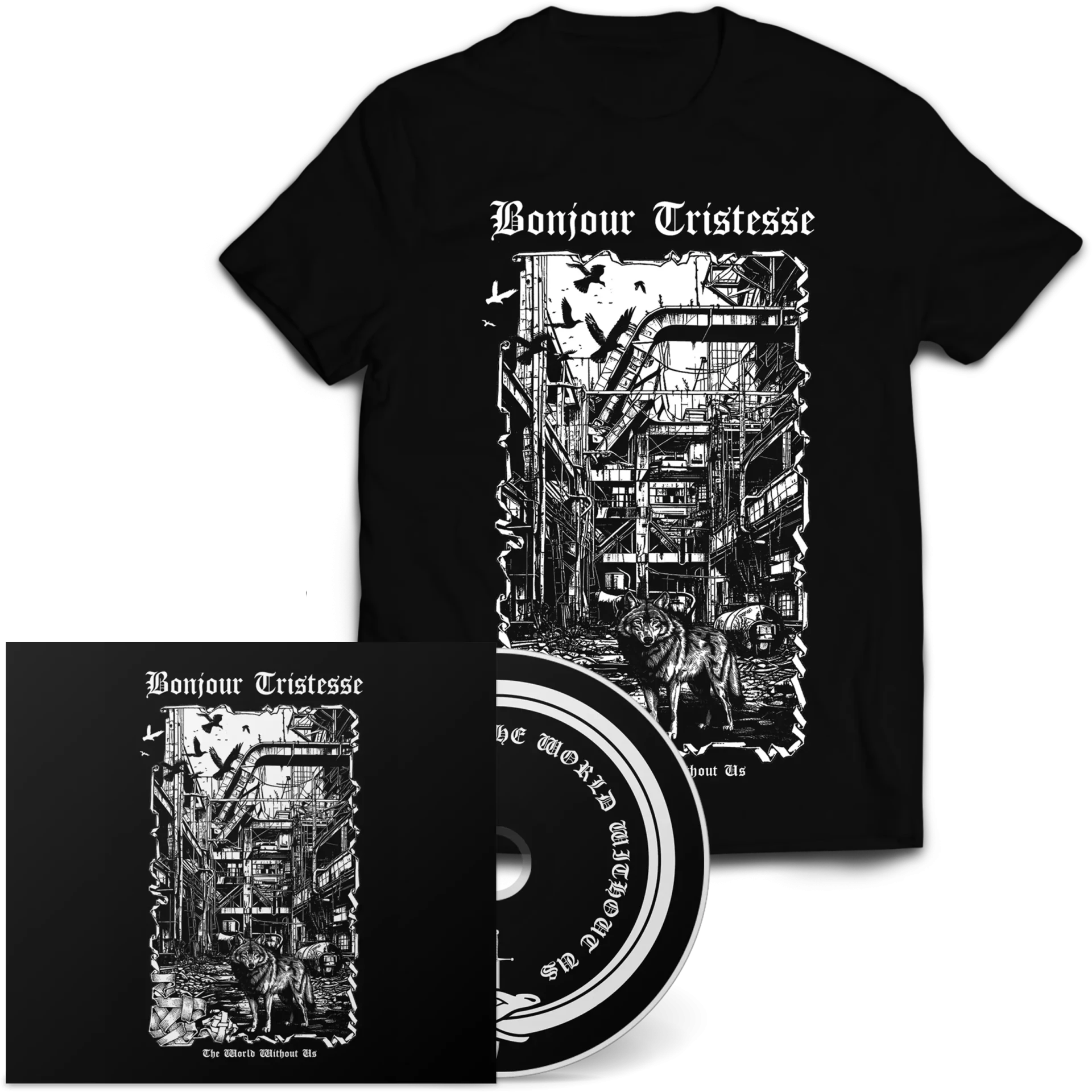 BONJOUR TRISTESSE · The World Without Us | DIGIPAK T-SHIRT BUNDLE (Black Metal CDs)