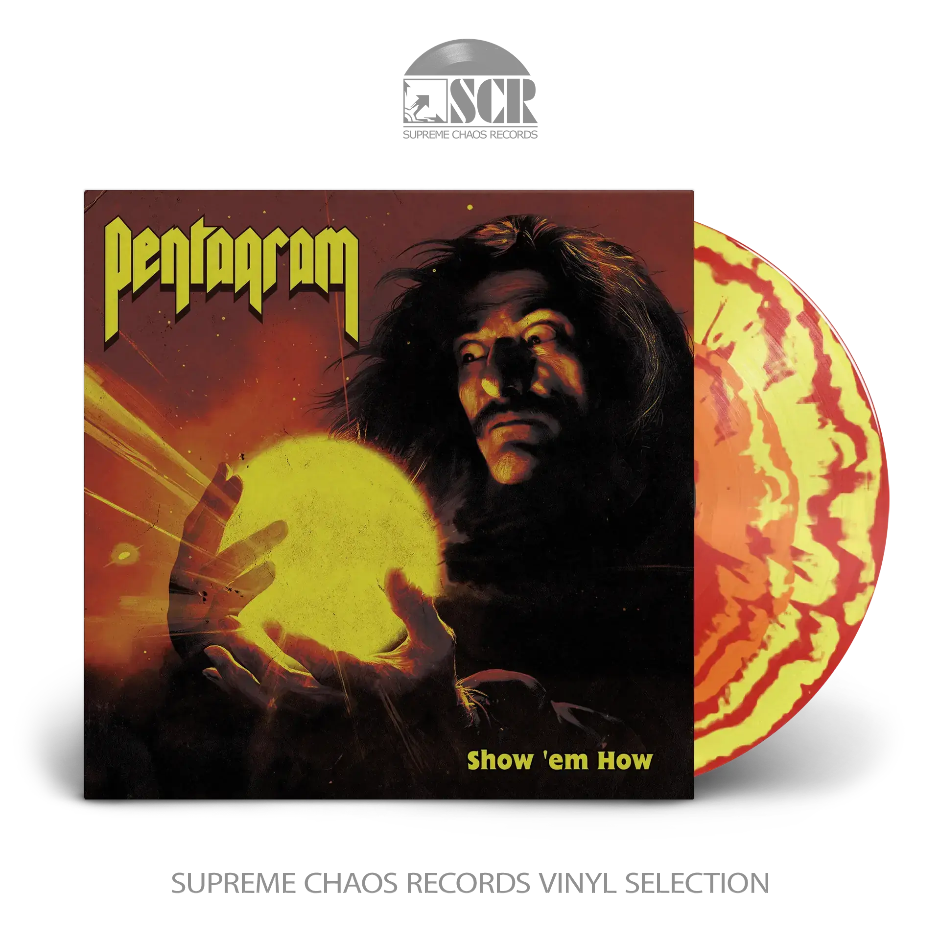 PENTAGRAM - Show 'Em How · RED/YELLOW/ORANGE MERGE LP PENTAGRAM - Show 'Em How · RED/YELLOW/ORANGE MERGE LP (Doom Metal Vinyl)