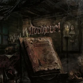 NORDJEVEL · Damnous | GOLD BLACK SPLATTER LP (Black Metal Vinyl) · Picture 1