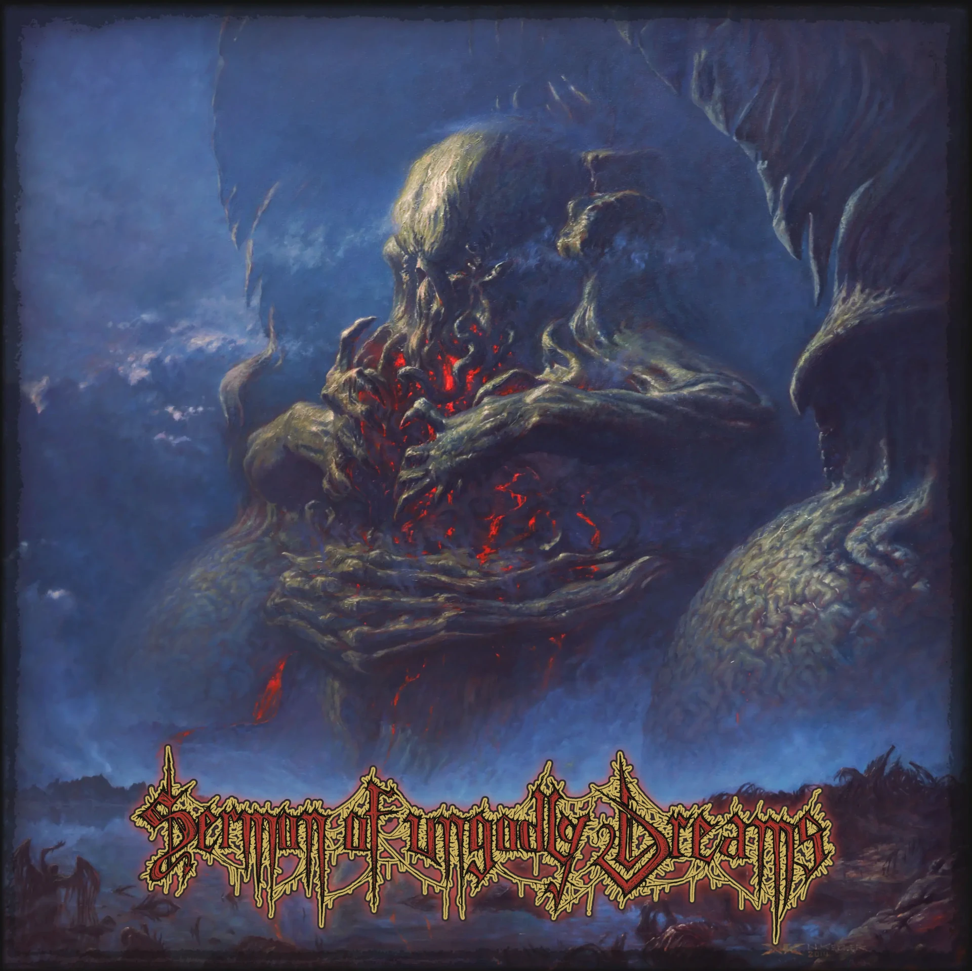 ARROGANZ / LIFELESS / OBSCURE INFINITY / RECKLESS MANSLAUGHTER · Sermon Of Ungodly Dreams | BLUE/BLACK LP (Death Metal Vinyl) · Picture 1