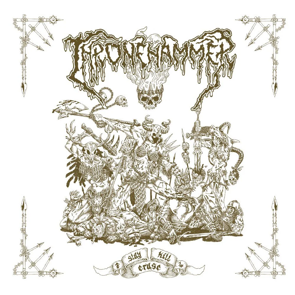 THRONEHAMMER · Slay | Kill | Erase | T-SHIRT+CLEAR WHITE GOLD 2LP (Doom Metal/Epic Metal/Death Metal/Heavy Metal Vinyl) · Picture 1