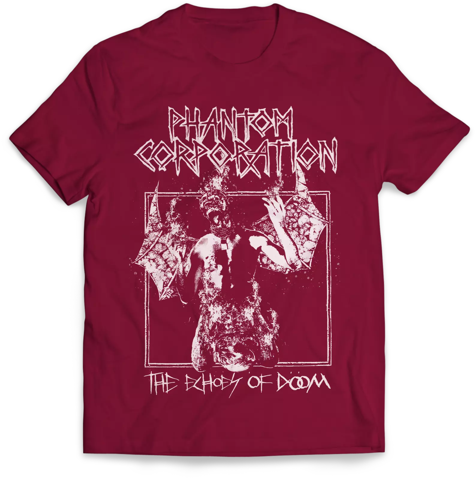 PHANTOM CORPORATION · The Echoes Of Doom | RED T-SHIRT (Death Metal Clothes)