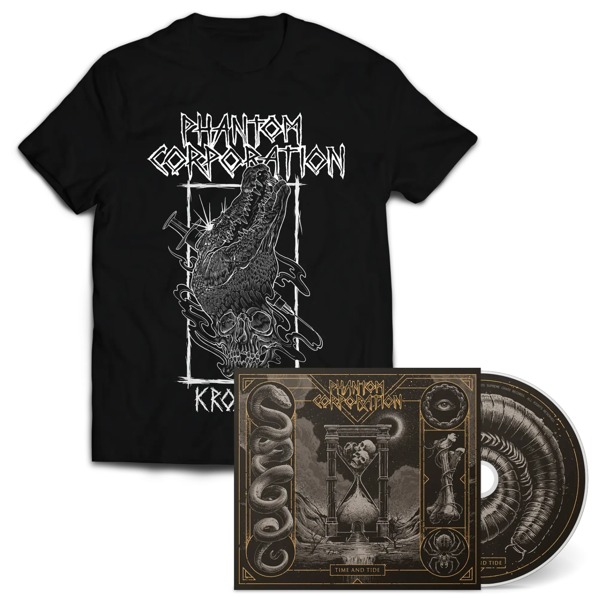 PHANTOM CORPORATION - Time And Tide · DIGIPAK T-SHIRT BUNDLE (Thrash Metal/D-Beat/Death Metal CDs)