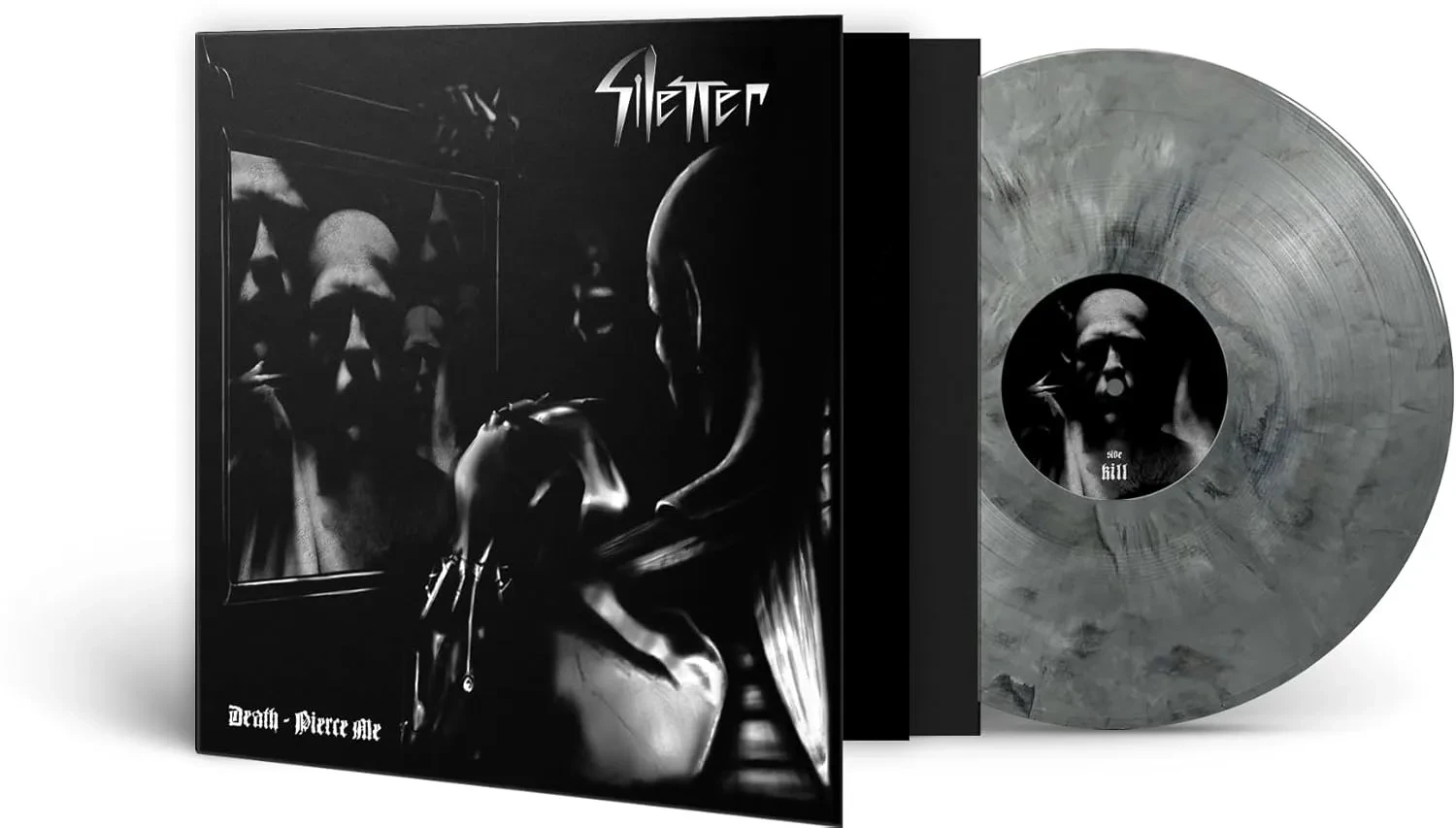 SILENCER · Death, Pierce Me | SILVER/WHITE/BLACK LP (Black Metal Vinyl) · Picture 3
