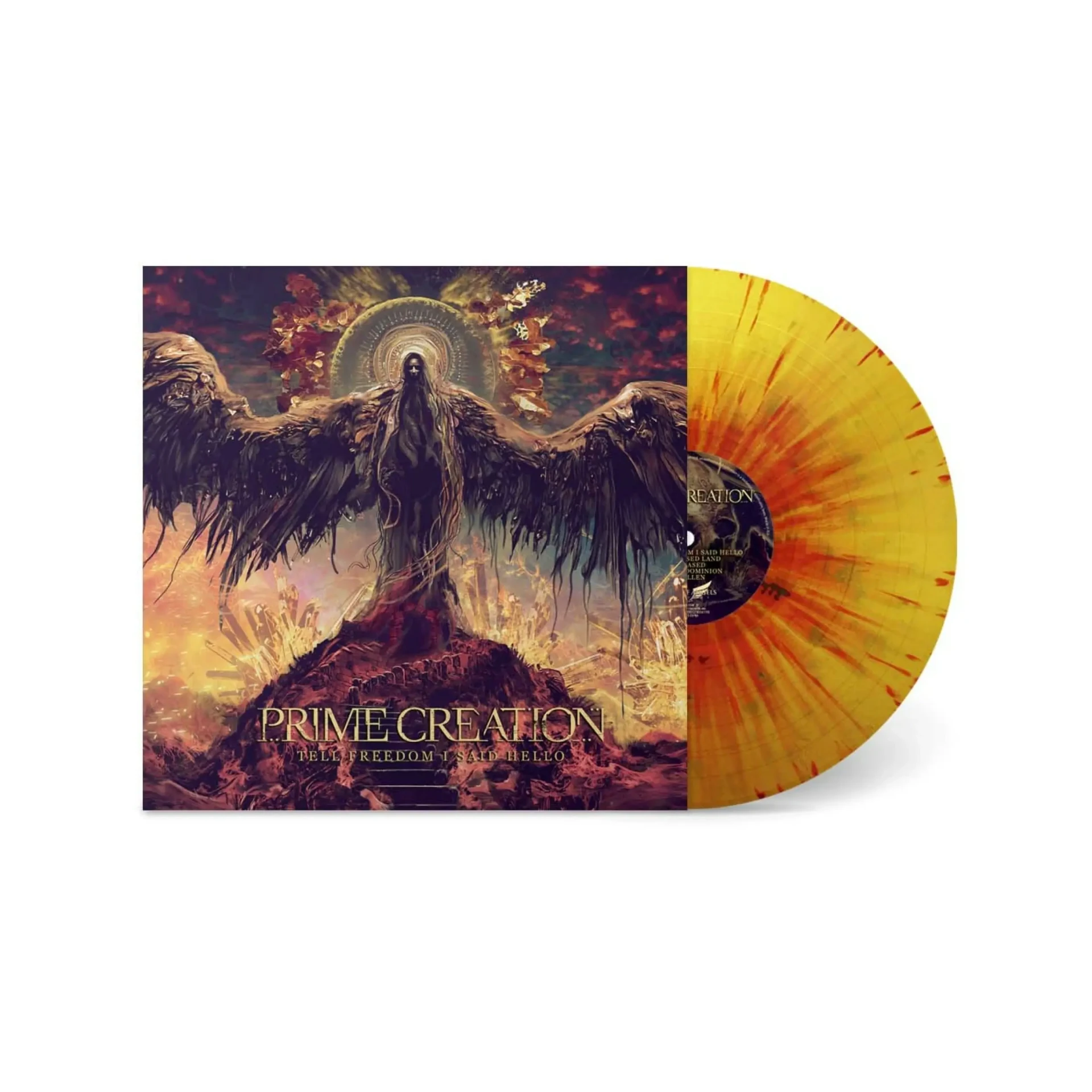 PRIME CREATION · Tell Freedom I Said Hello | YELLOW/RED/GOLD SPLATTER LP (Heavy Metal Vinyl)