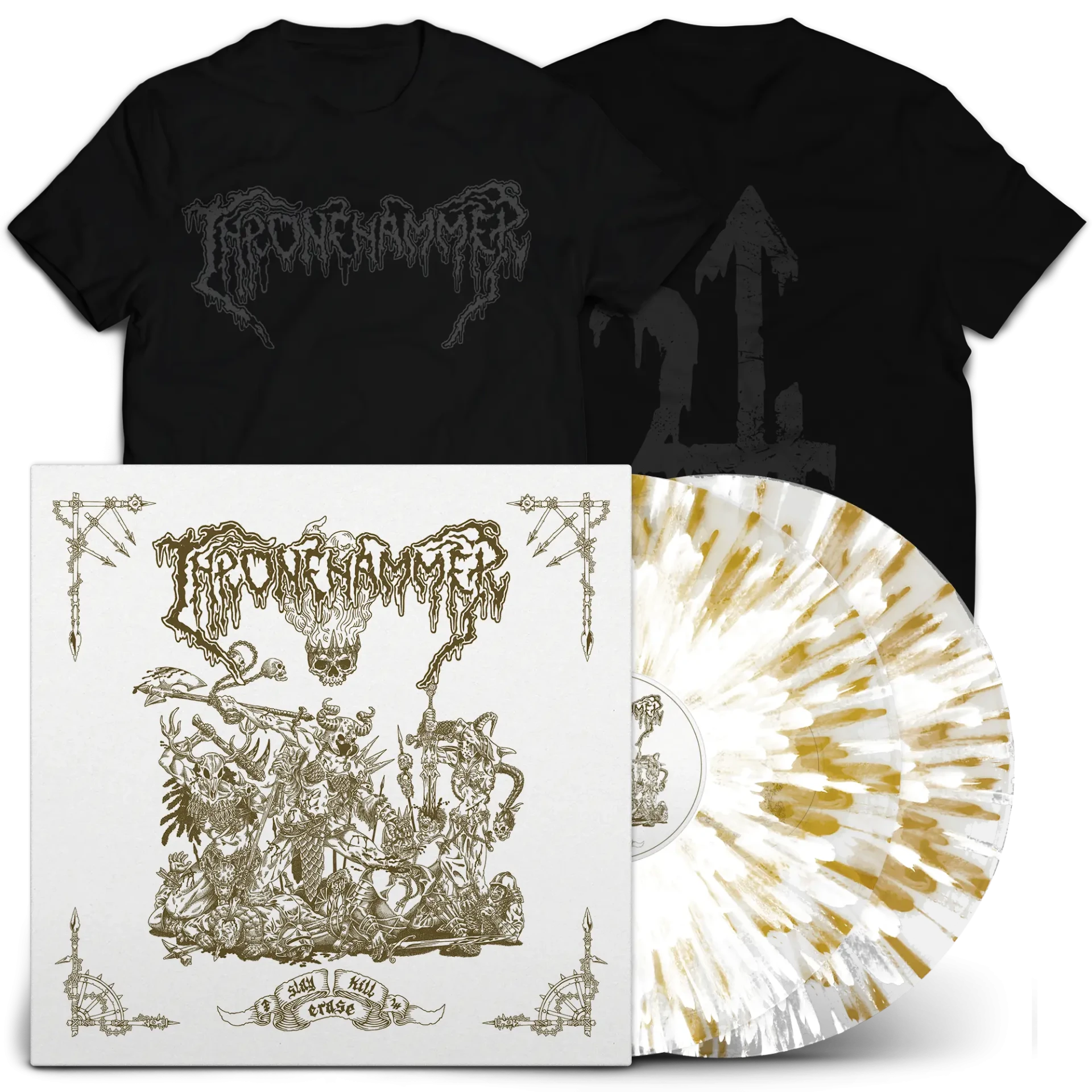 THRONEHAMMER - Slay | Kill | Erase [T-SHIRT+CLEAR WHITE GOLD 2LP]