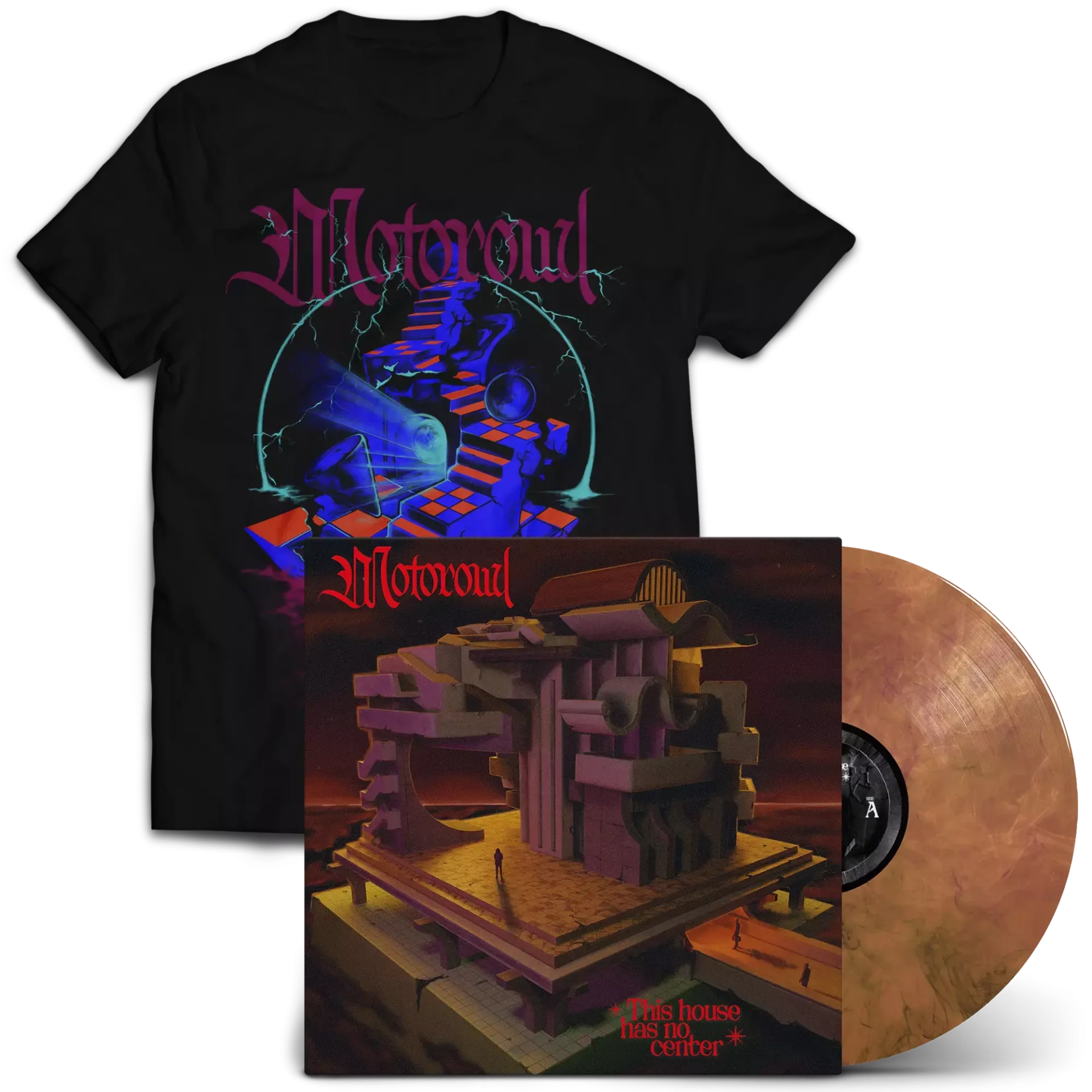 MOTOROWL - This House has no Center · ORANGE/BLACK LP+SHIRT BUNDLE