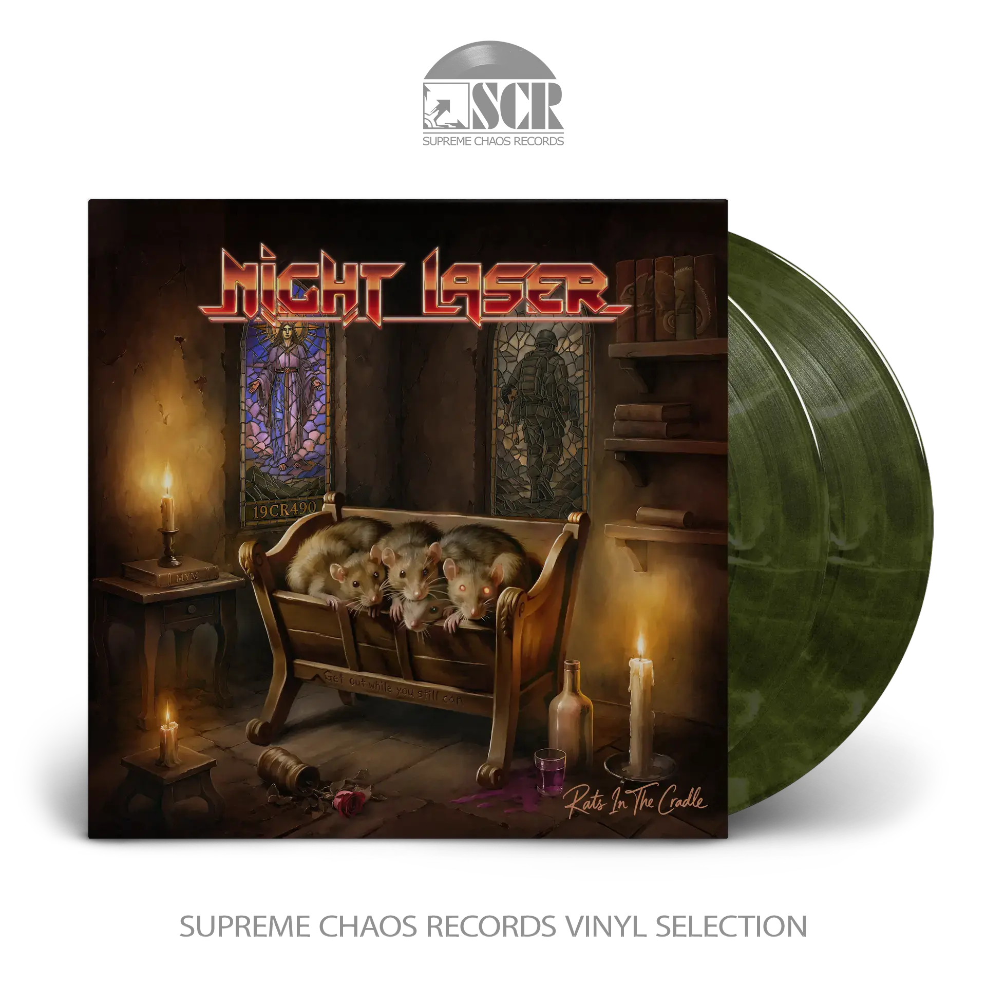 NIGHT LASER · Rats In The Cradle | GREEN/YELLOW/BLACK MARBLED 2LP (Hard Rock Vinyl)