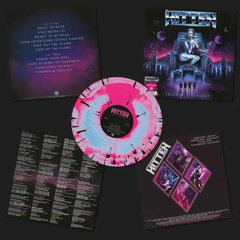 HITTEN · Triumph & Tragedy | MAGENTA/BLUE MIXED BLACK SPLATTER LP (Heavy Metal Vinyl)