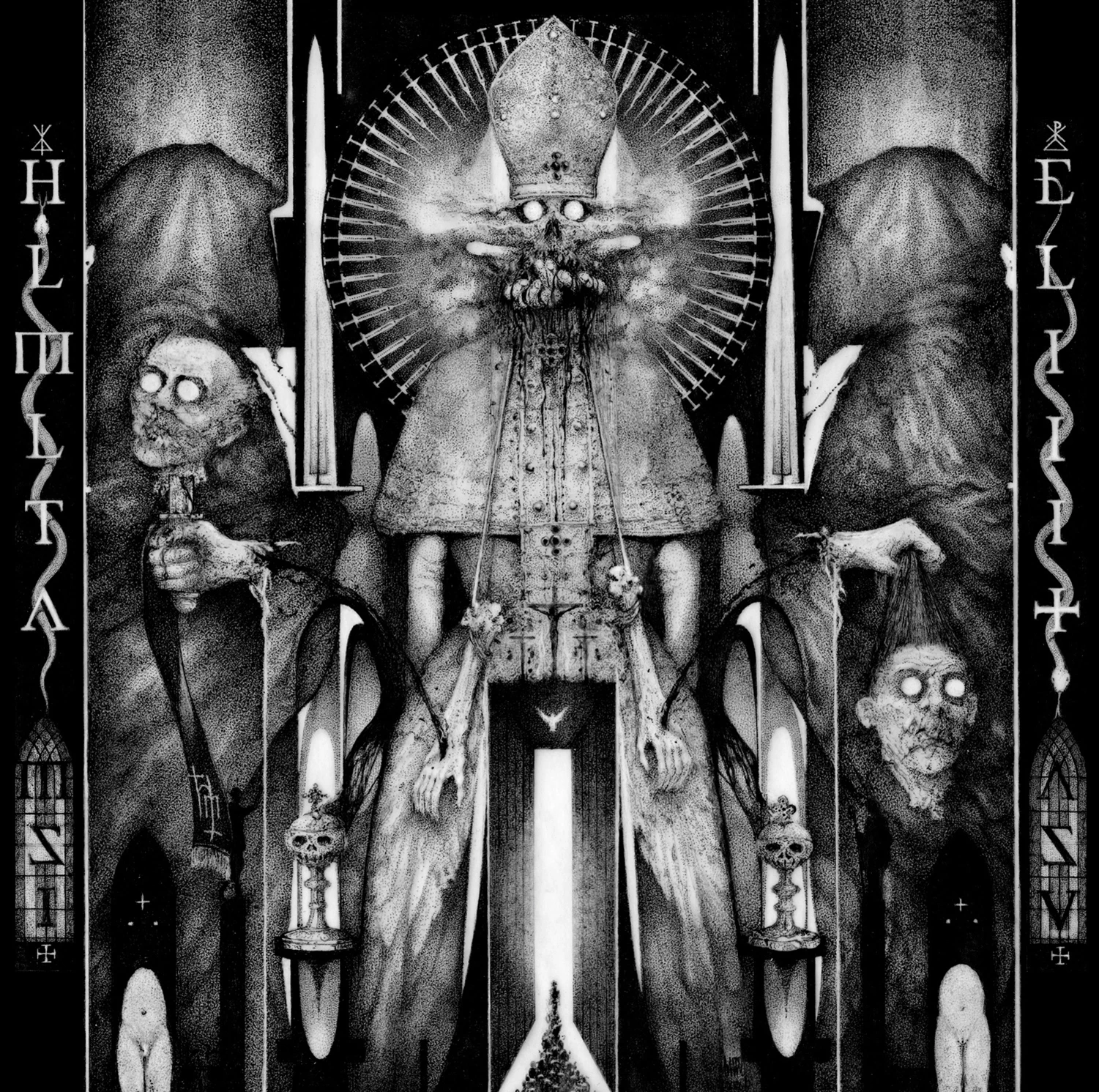 HELL MILITIA · Hollow Void | SILVER/BLACK LP (Black Metal Vinyl) · Picture 1