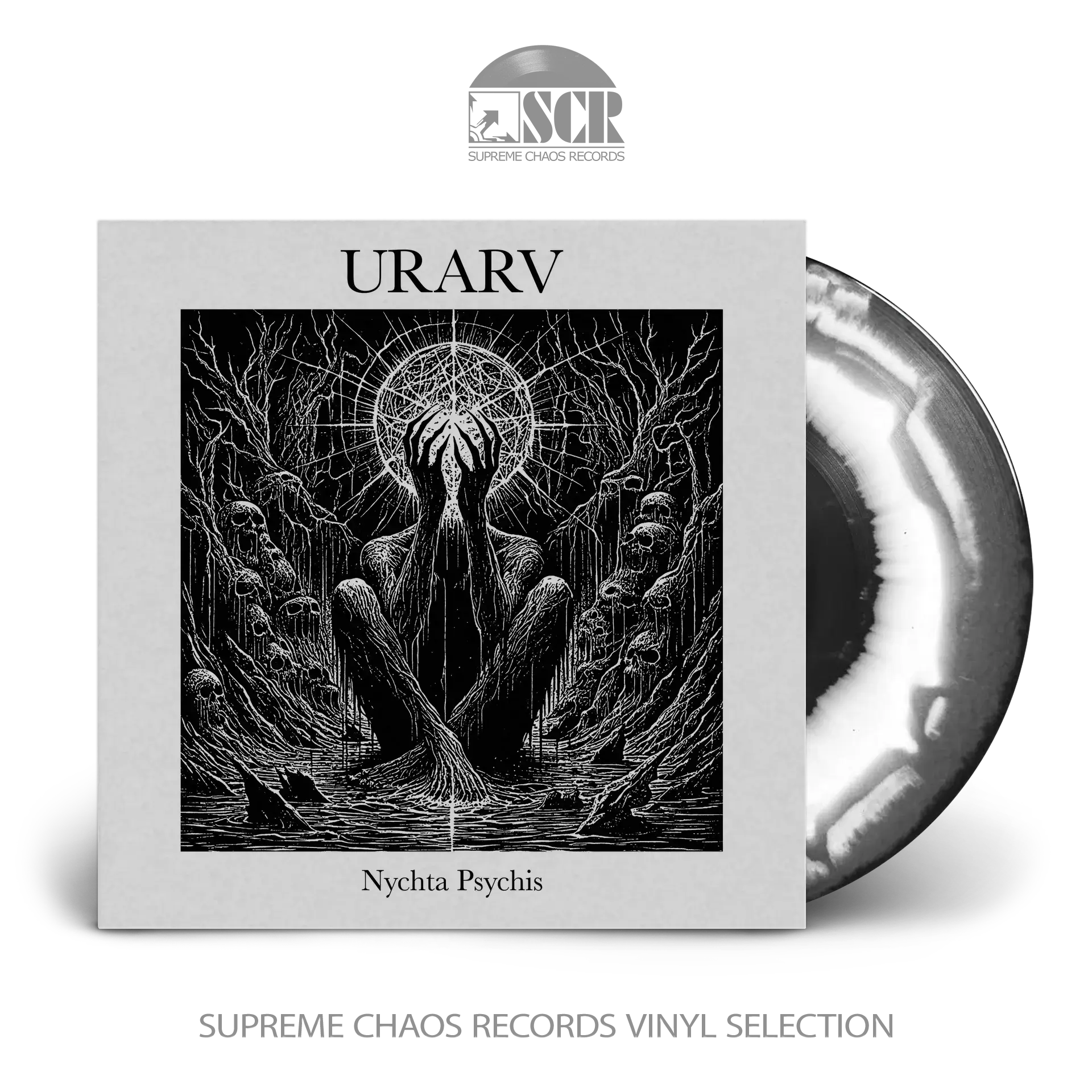 URARV · Nychta Psychis | BLACK WHITE SWIRL LP (Black Metal Vinyl)