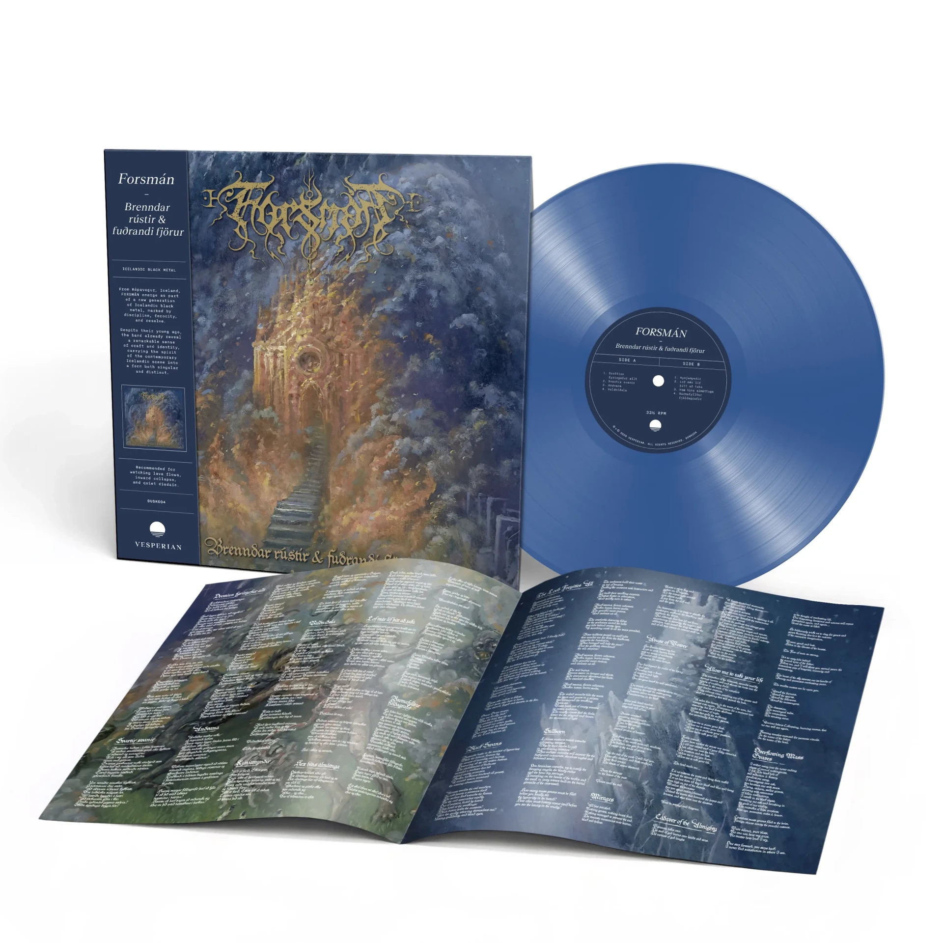 FORSMÁN · Brenndar Rústir og Fuðrandi Fjörur | BLUE LP (Black Metal Vinyl) · Picture 2