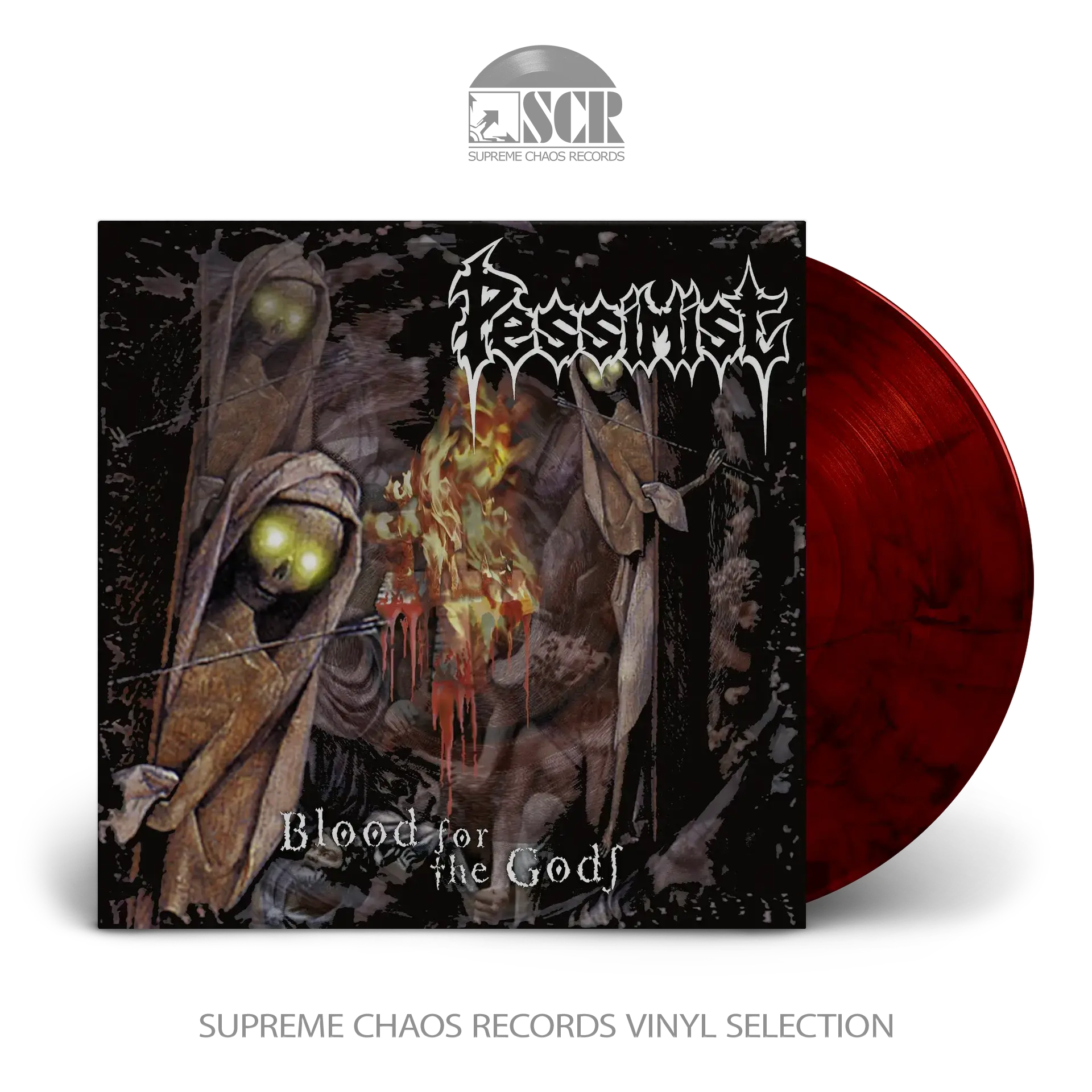 PESSIMIST · Blood For The Gods | RED/BLACK LP (Death Metal Vinyl)
