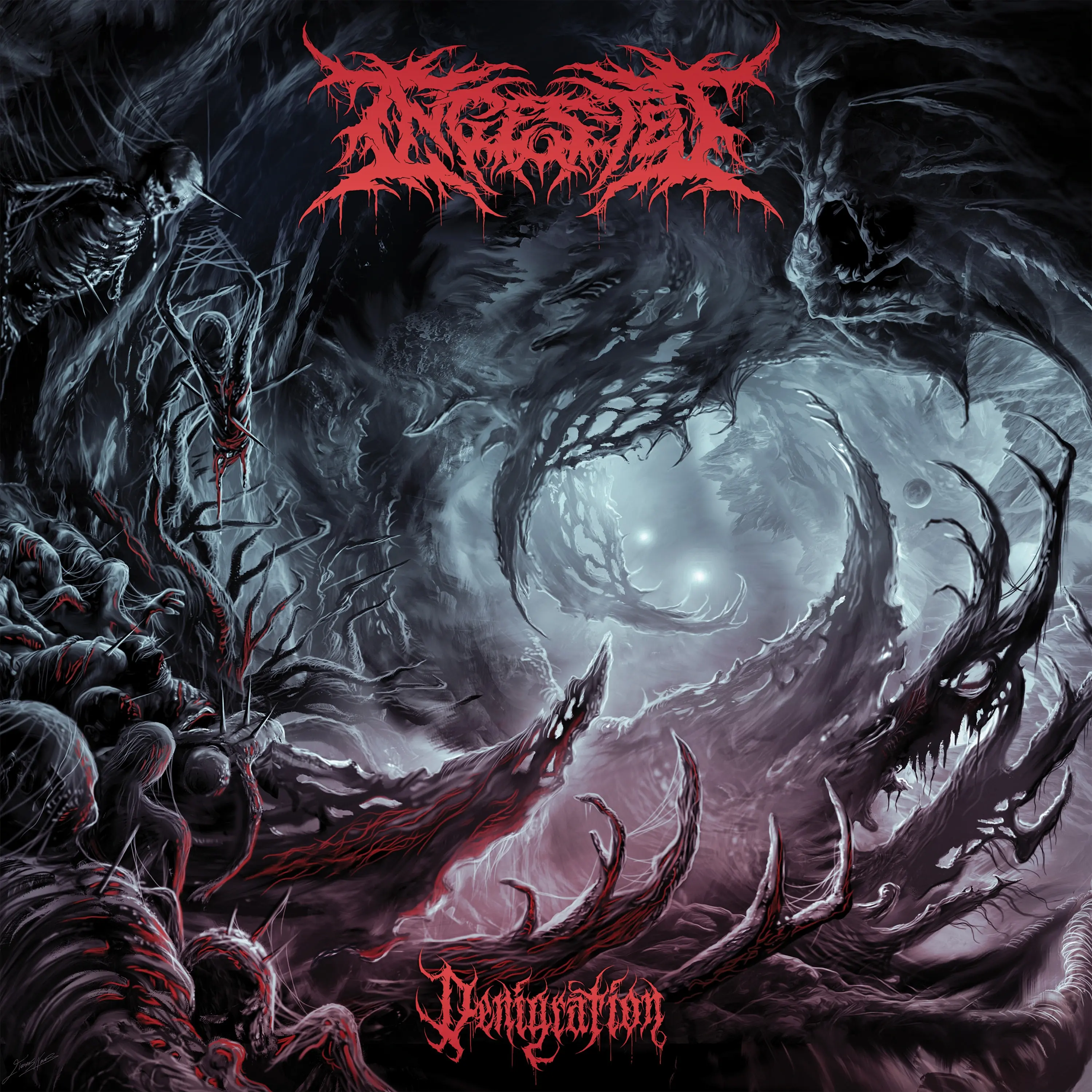 INGESTED · Denigration | PURPLE/RED/WHITE MARBLED LP (Death Metal Vinyl) · Picture 1