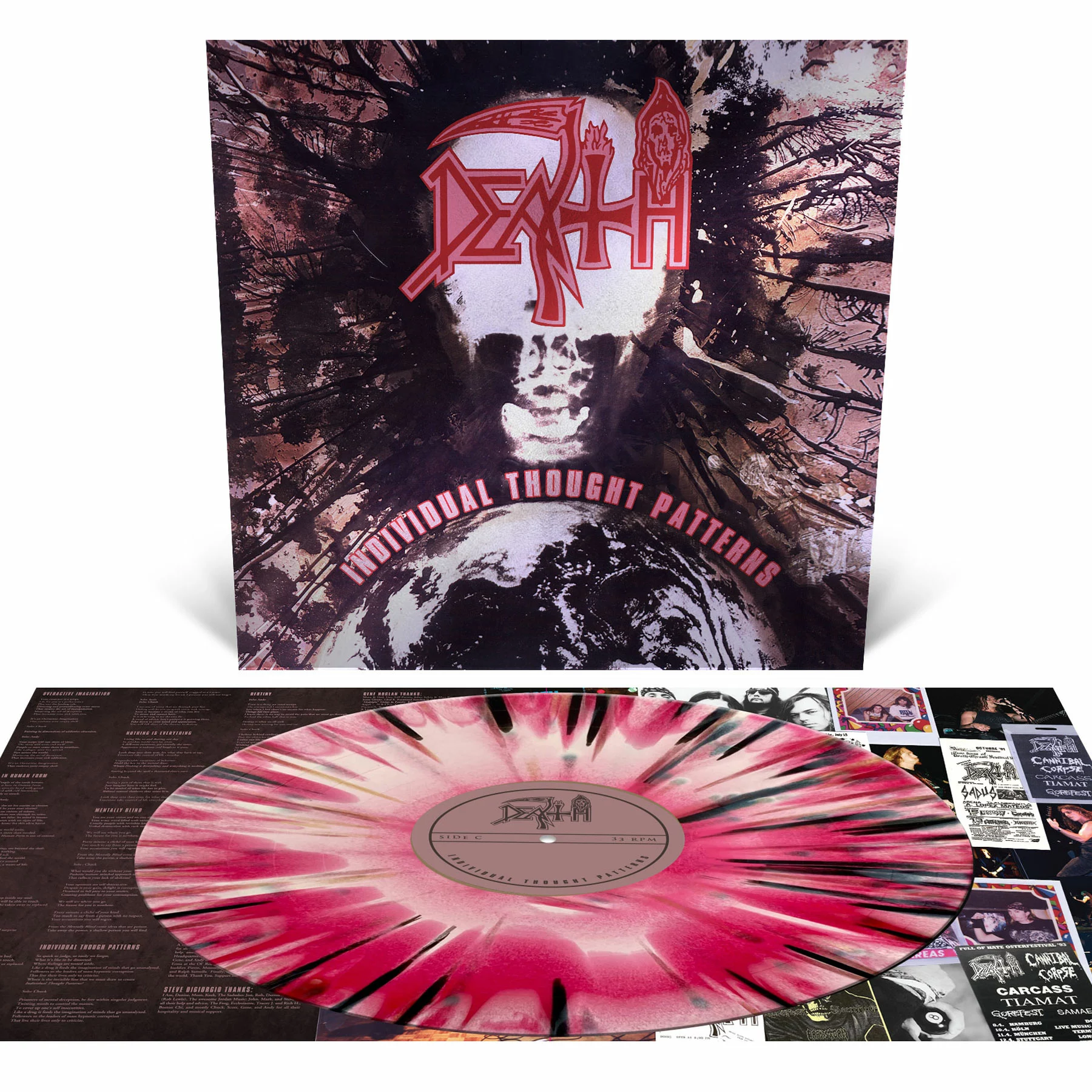 DEATH · Individual Thought Patterns (Re-Issue) | PINK/WHITE/RED MERGE SPLATTER LP (Death Metal Vinyl)