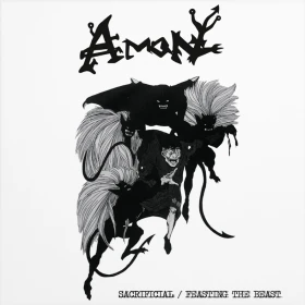 AMON · Sacrificial / Feasting The Beast | SPLATTER LP (Death Metal Vinyl) · Picture 1