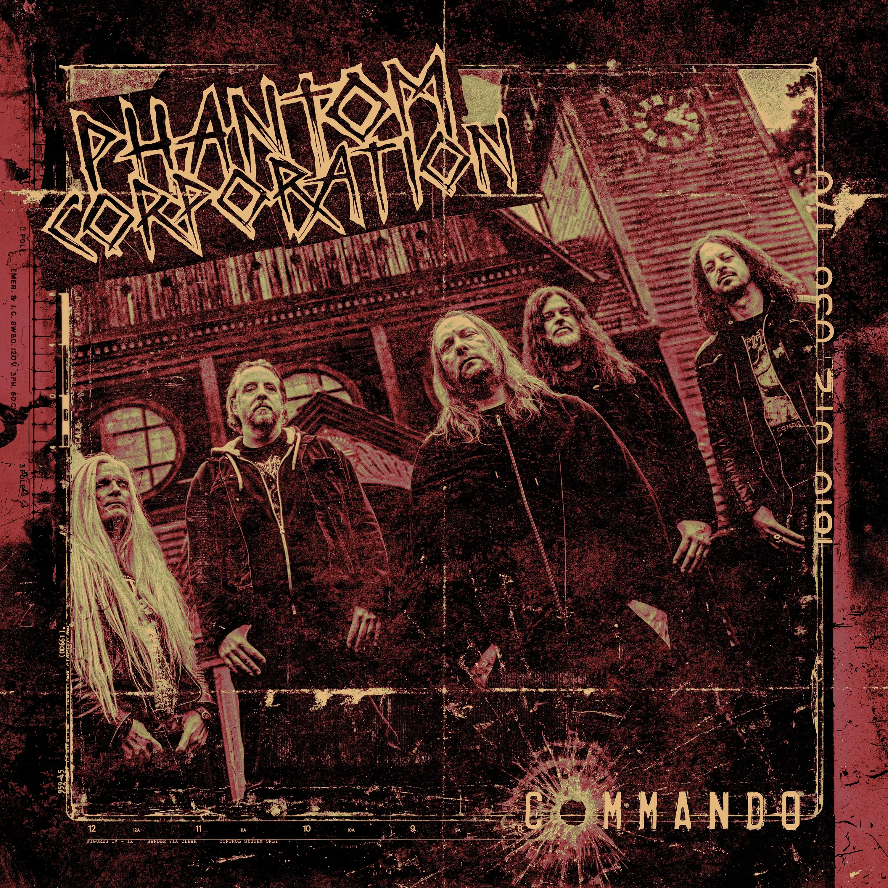 PHANTOM CORPORATION / CATBREATH · Commando / Die By The Claw | GREY BLACK MARBLED LP (Thrash Metal/Death Metal Vinyl) · Picture 3