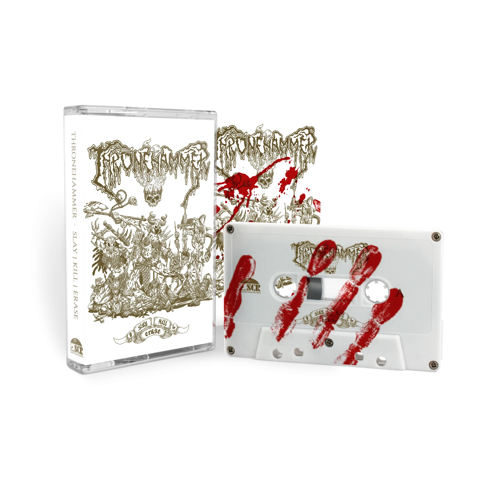 THRONEHAMMER - Slay | Kill | Erase [BLOOD SPLATTER TAPE] (Doom Metal/Epic Metal/Death Metal/Heavy Metal Tapes)